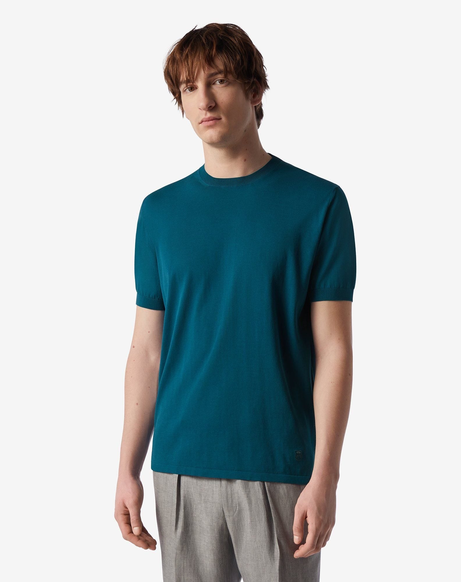 T-shirt girocollo ottanio in ice cotton