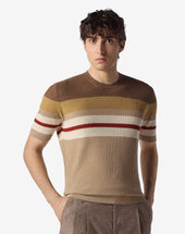 T Shirt Rigata In Seta E Lino