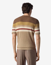 T Shirt Rigata In Seta E Lino
