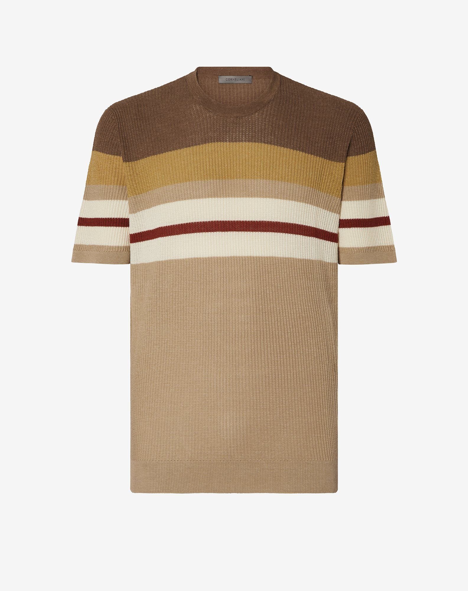 T Shirt Rigata In Seta E Lino