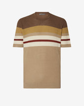 T Shirt Rigata In Seta E Lino