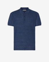 Polo Con Bottoni Denim In Lino E Seta