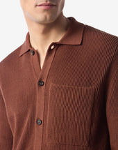 Cardigan Tabacco A Costa Inglese In Cotone Organico