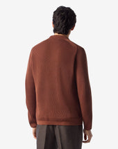 Cardigan Tabacco A Costa Inglese In Cotone Organico