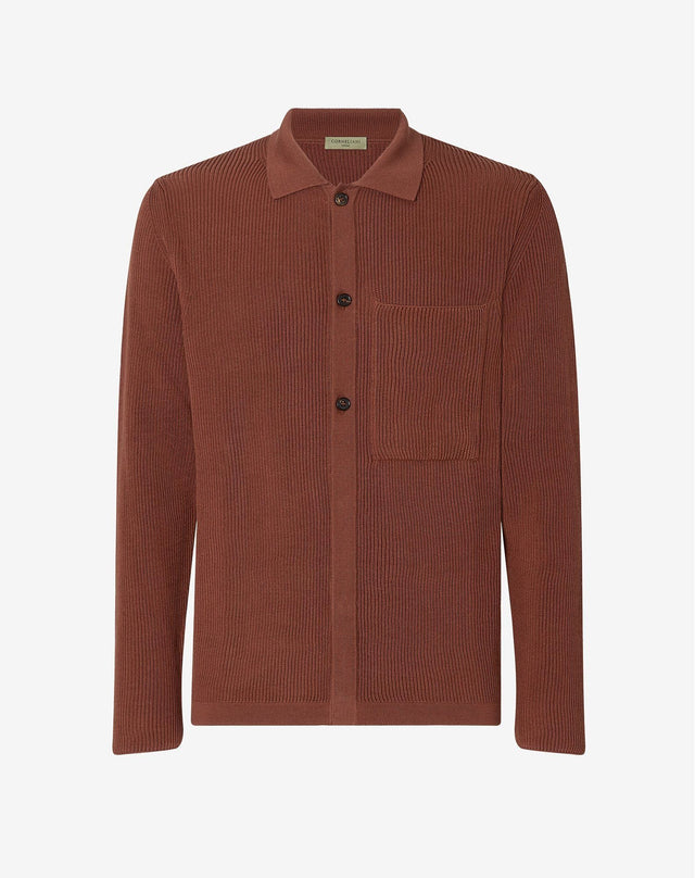 Cardigan tabacco a costa inglese in cotone organico