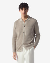 Cardigan Sabbia A Costa Inglese In Cotone Organico