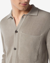 Cardigan Sabbia A Costa Inglese In Cotone Organico