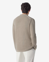 Cardigan Sabbia A Costa Inglese In Cotone Organico