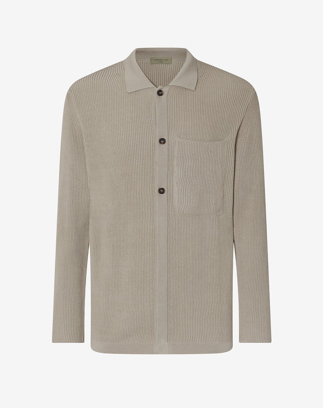 Cardigan Sabbia A Costa Inglese In Cotone Organico