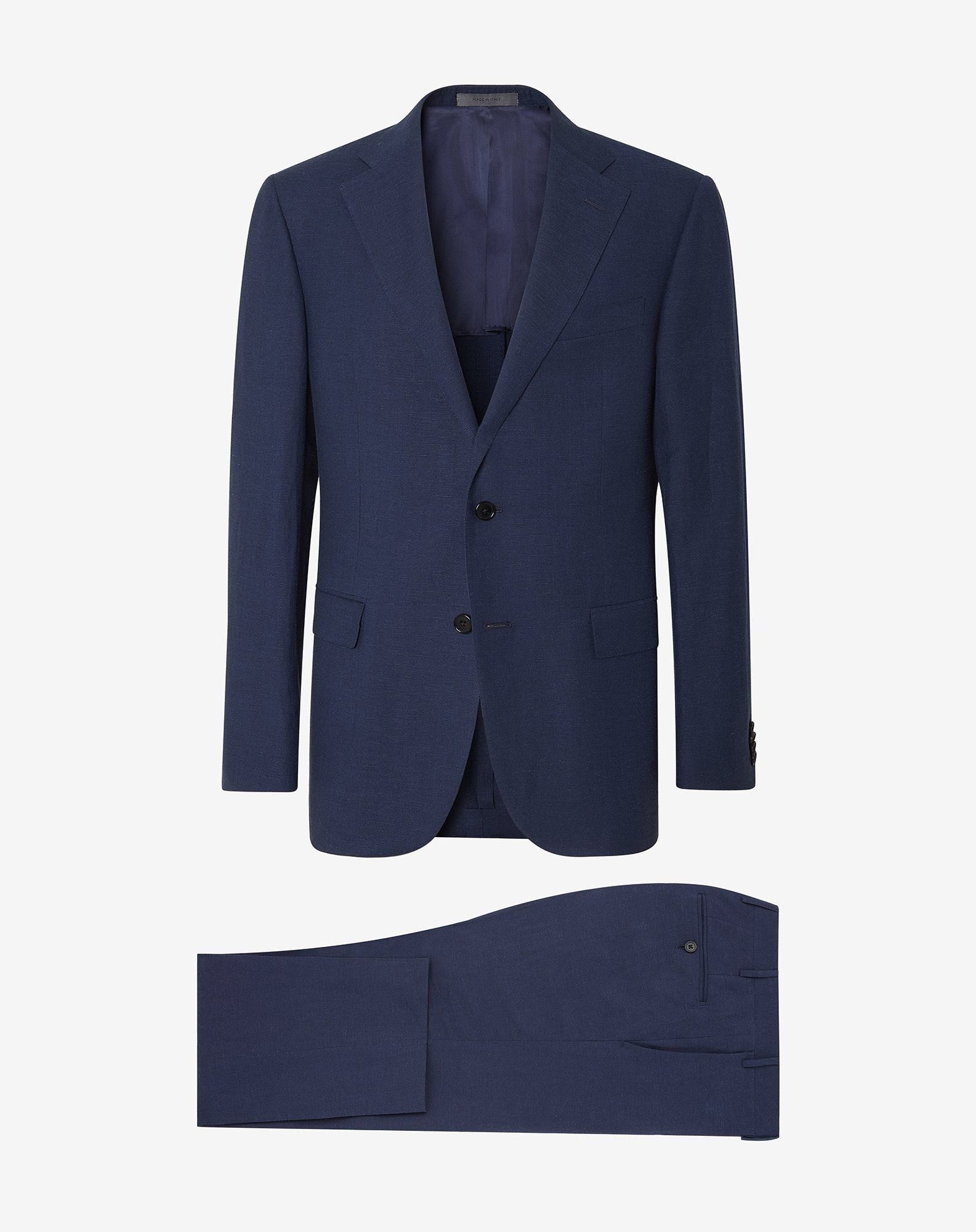 Suit blu in lana e lino