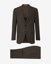 Suit marrone in lana e lino