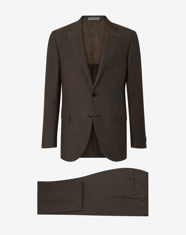 Suit marrone in lana e lino