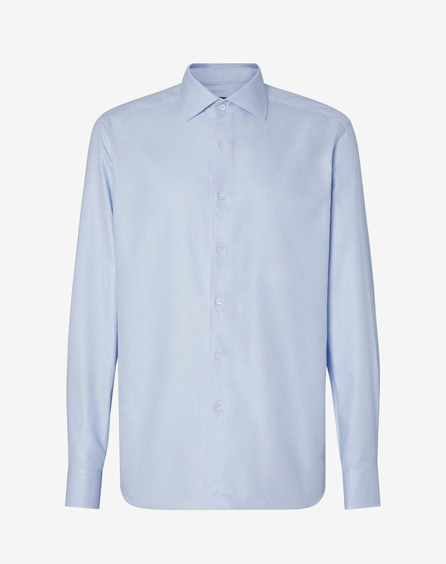 Shirt azzurra in cotone operato