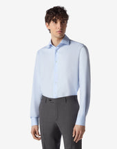Shirt Azzurra In Puro Cotone