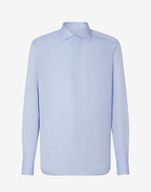 Shirt Azzurra In Cotone E Lino