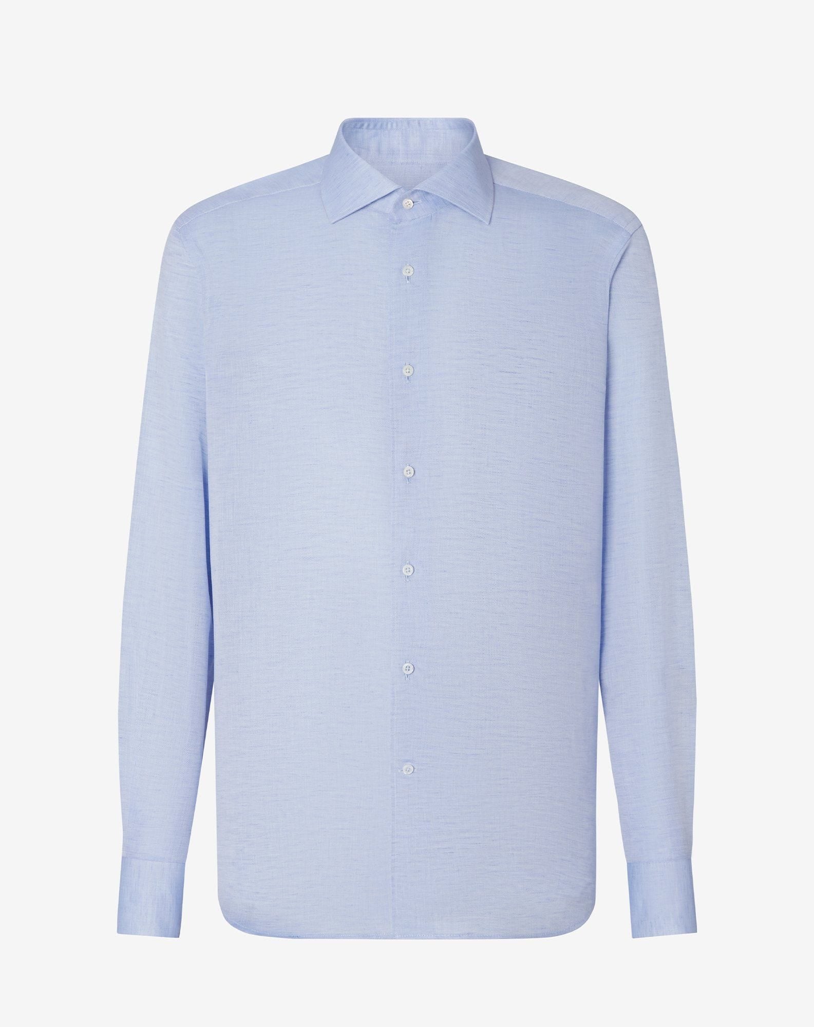 Shirt azzurra in cotone e lino