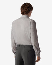 Shirt Bianca A Righe Marroni In Cotone