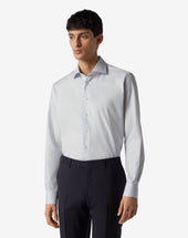 Shirt Bianca A Righe Azzurre In Cotone