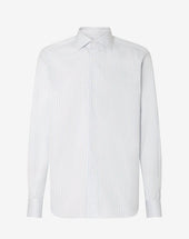 Shirt Bianca A Righe Azzurre In Cotone