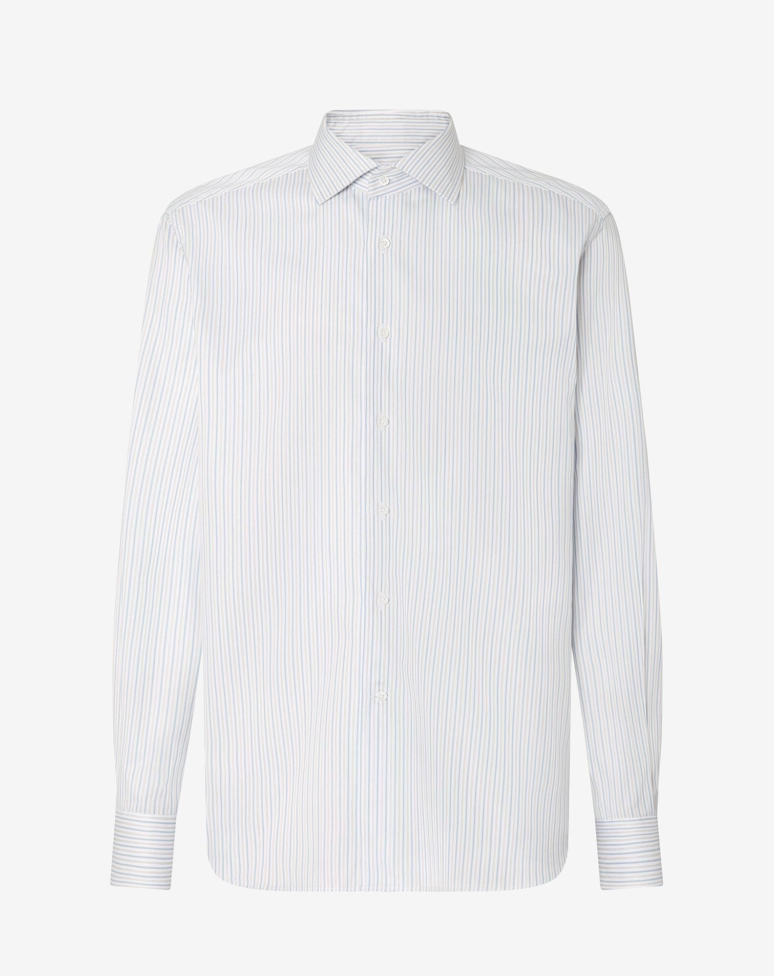 Shirt bianca a righe azzurre in cotone