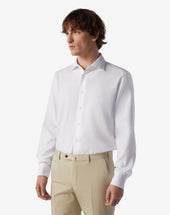 Shirt Bianca In Cotone Operato Antipiega