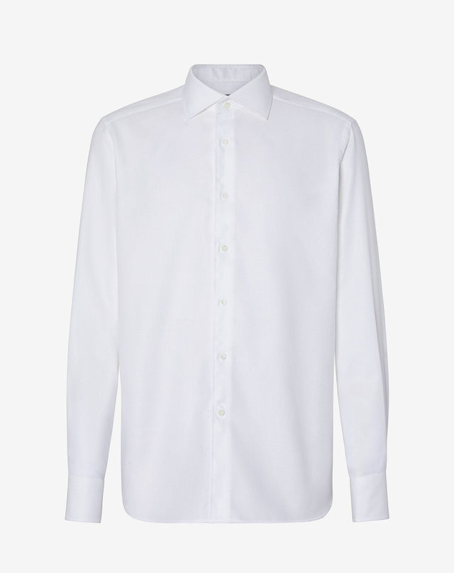 Shirt Bianca In Cotone Operato Antipiega