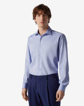 Shirt Azzurra In Oxford Di Cotone Antipiega