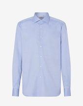 Shirt Azzurra In Oxford Di Cotone Antipiega