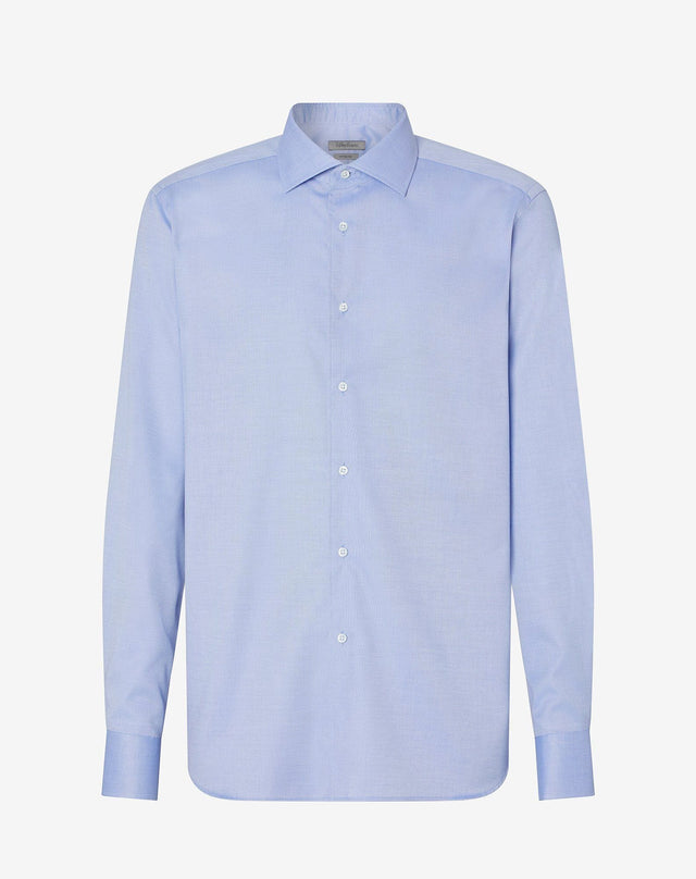 Shirt Azzurra In Oxford Di Cotone Antipiega