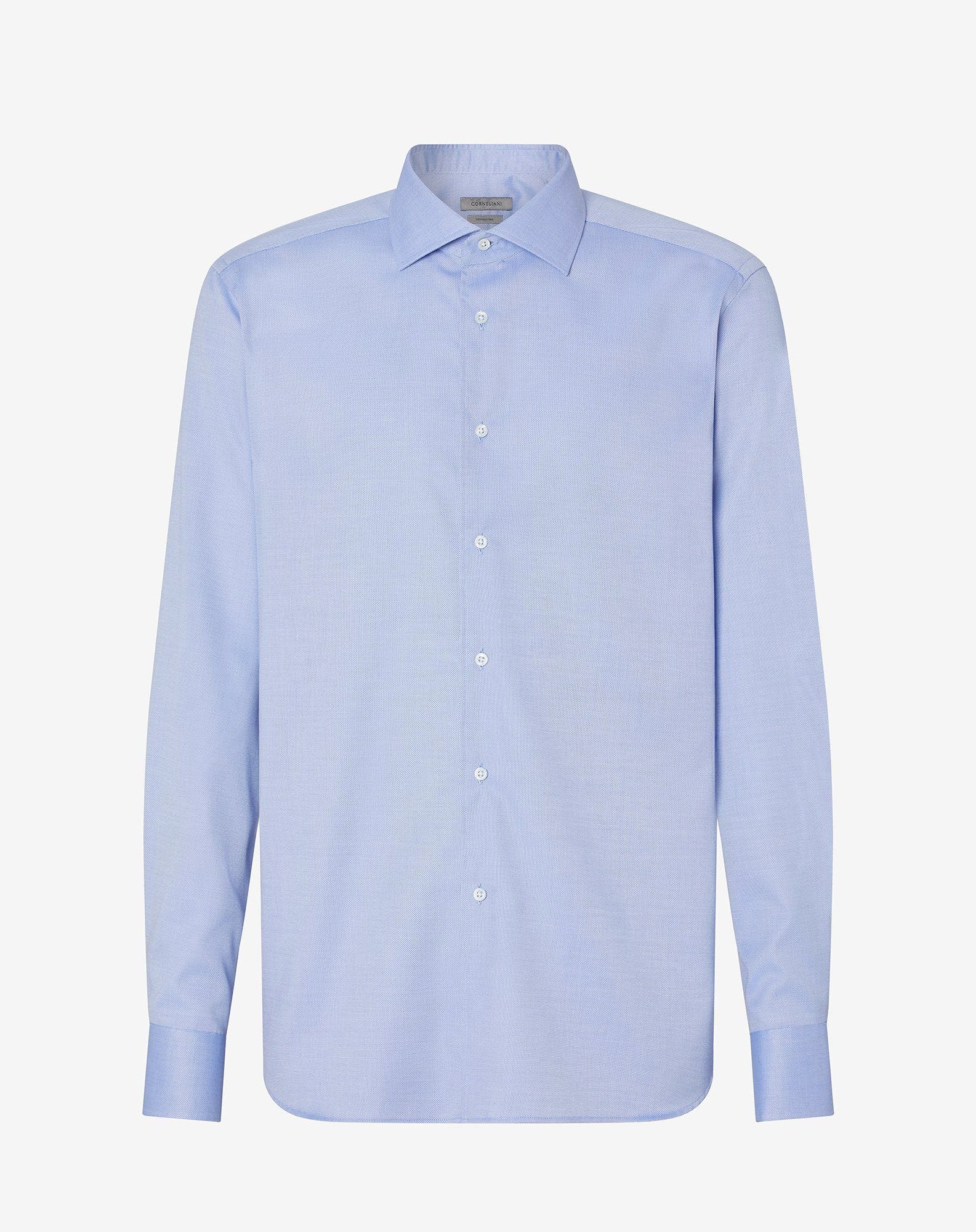 Shirt azzurra in oxford di cotone antipiega