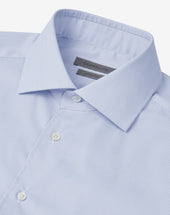 Shirt Bianca Microriga Azzurra In Cotone Antipiega