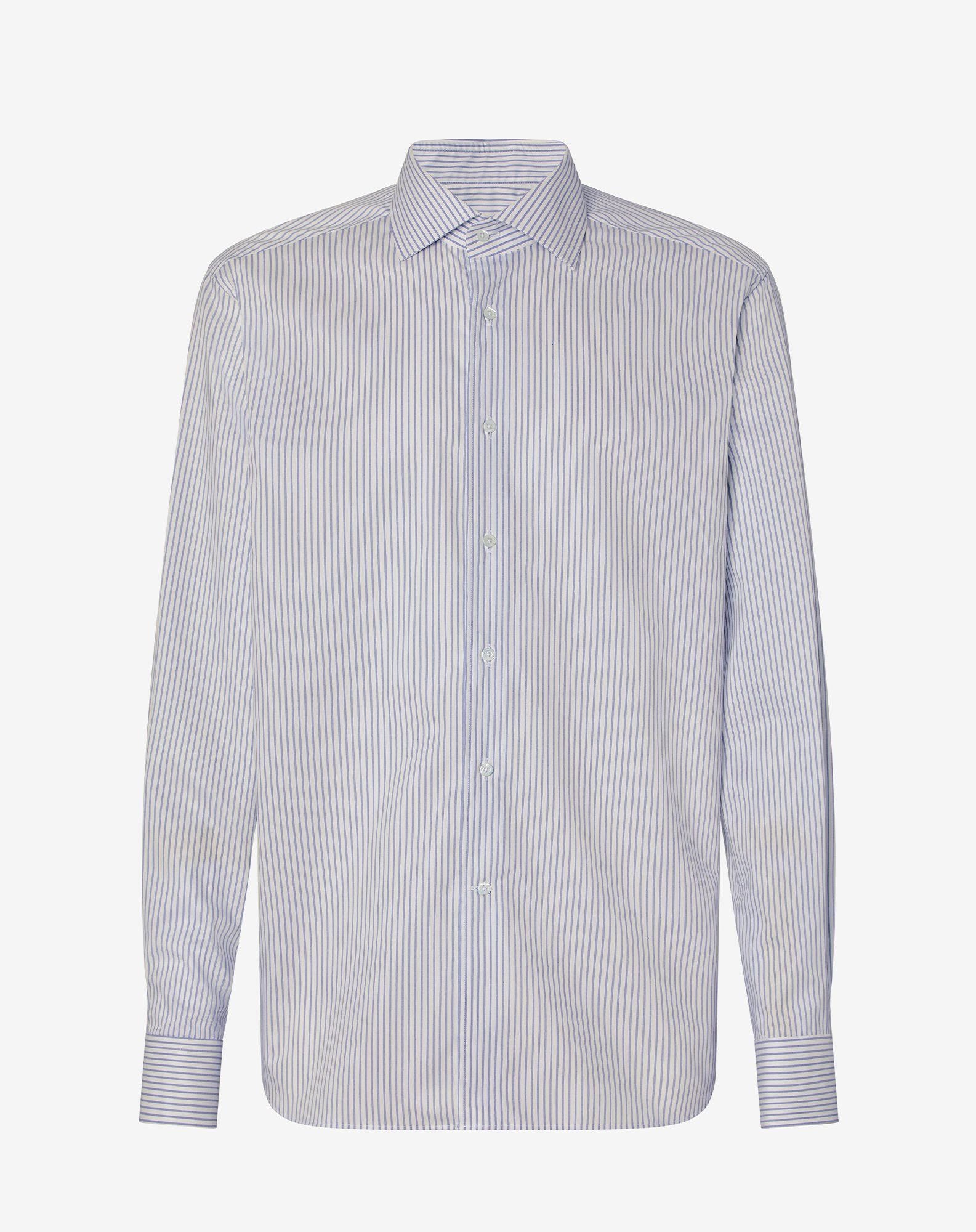 Shirt bianca a righe in cotone antipiega
