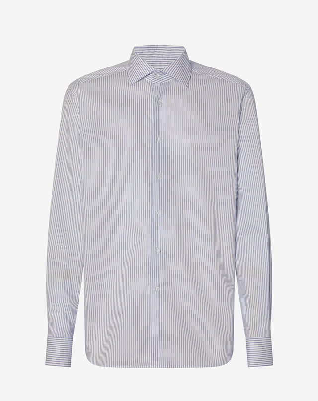Shirt bianca a righe in cotone antipiega