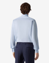 Shirt Azzurra In Twill Di Cotone Antipiega