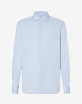 Shirt Azzurra In Twill Di Cotone Antipiega