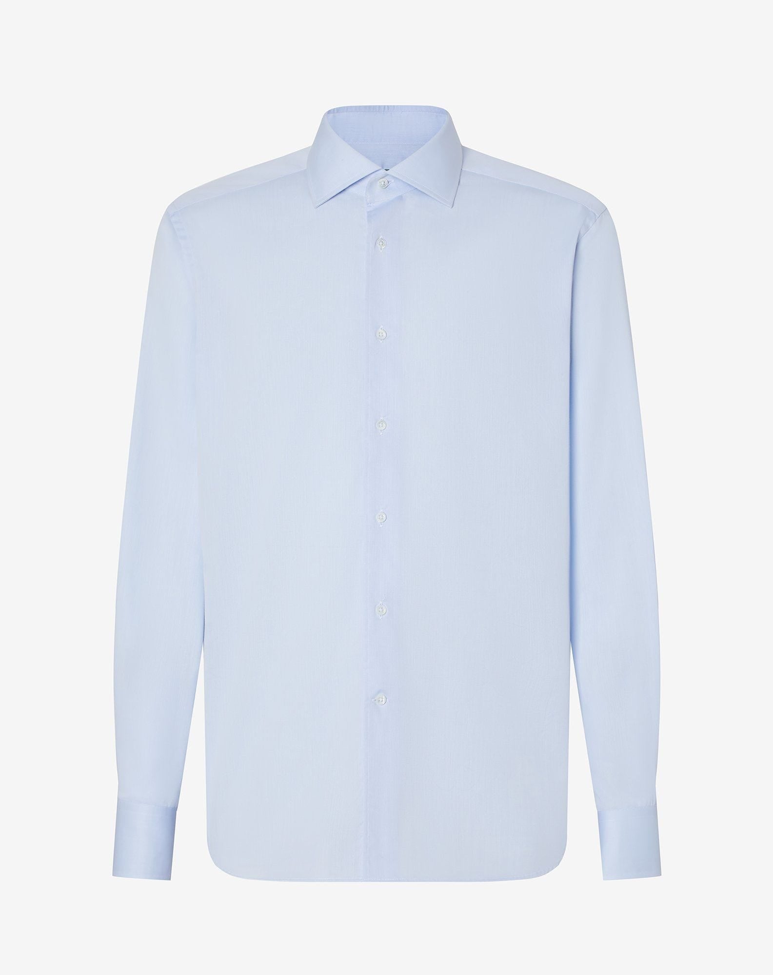 Shirt azzurra in twill di cotone antipiega
