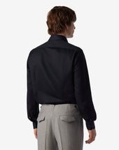 Shirt Nera In Twill Di Cotone Antipiega