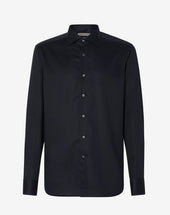 Shirt Nera In Twill Di Cotone Antipiega