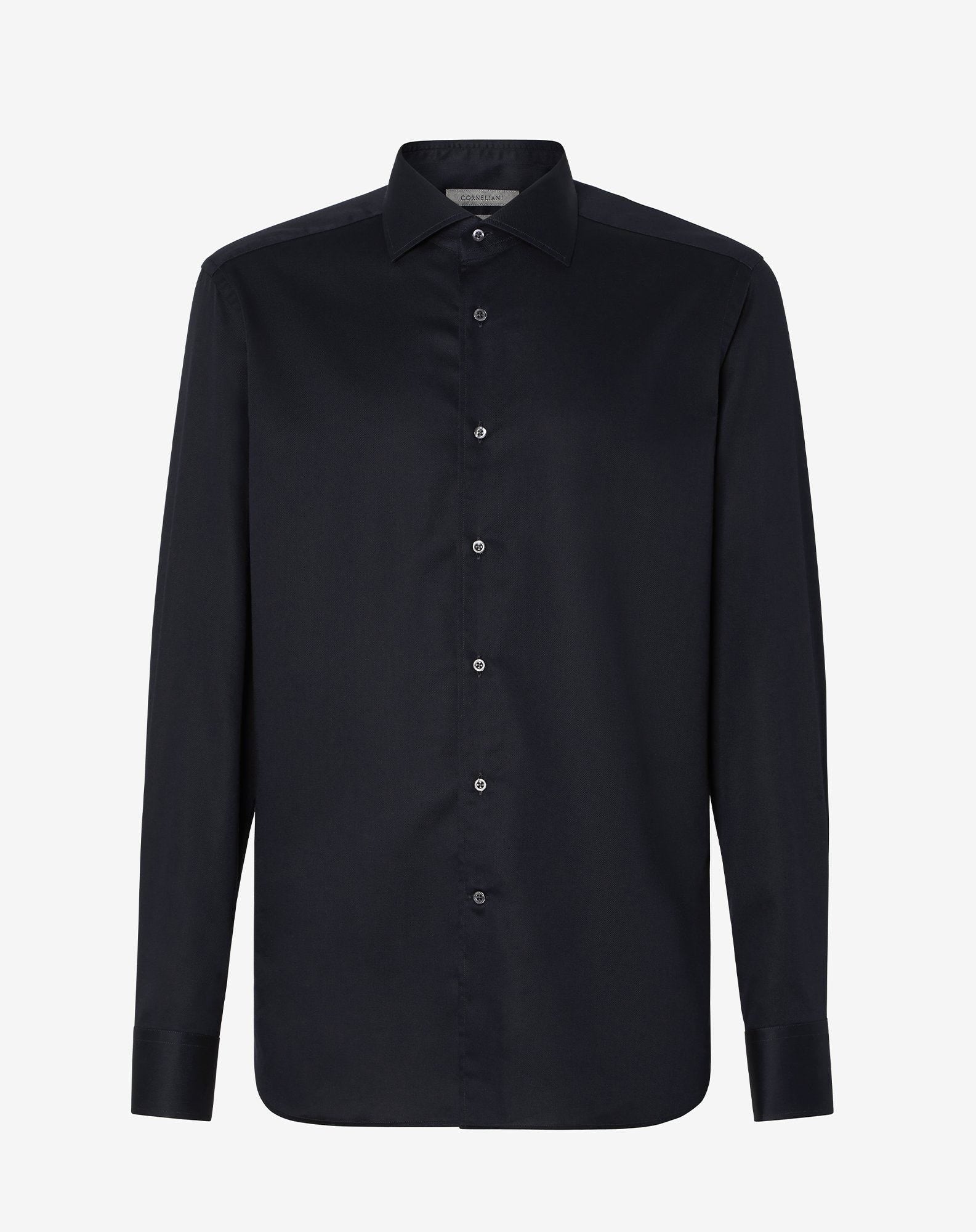 Shirt nera in twill di cotone antipiega