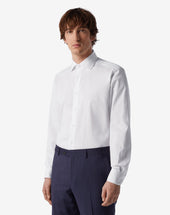 Shirt Bianca In Twill Di Cotone Antipiega