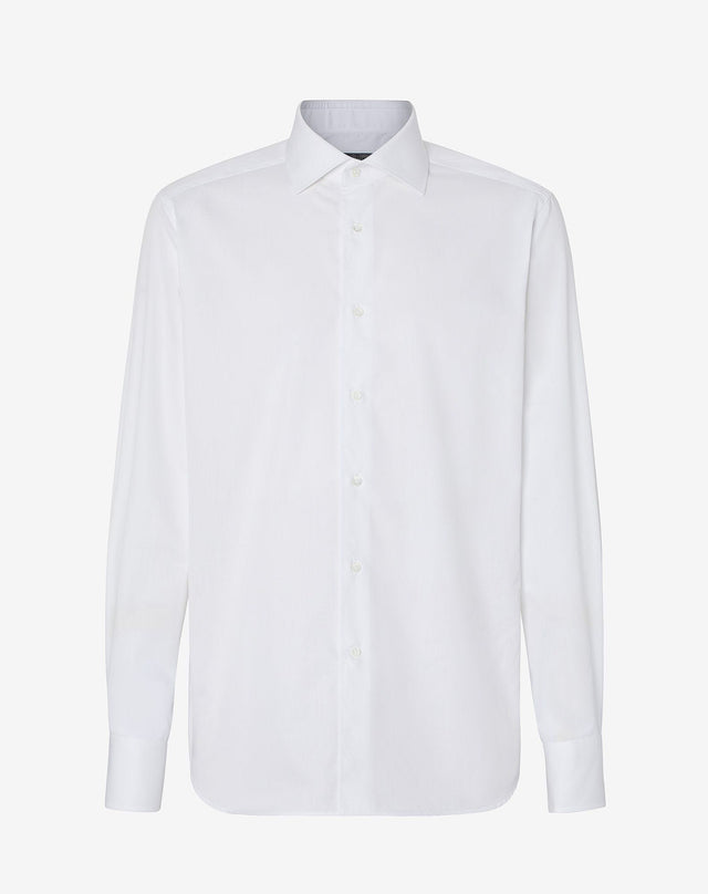 Shirt bianca in twill di cotone antipiega
