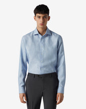 Shirt Azzurra In Puro Lino