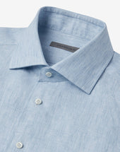Shirt Azzurra In Puro Lino