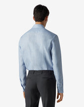 Shirt Azzurra In Puro Lino