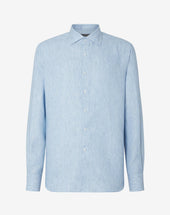 Shirt Azzurra In Puro Lino