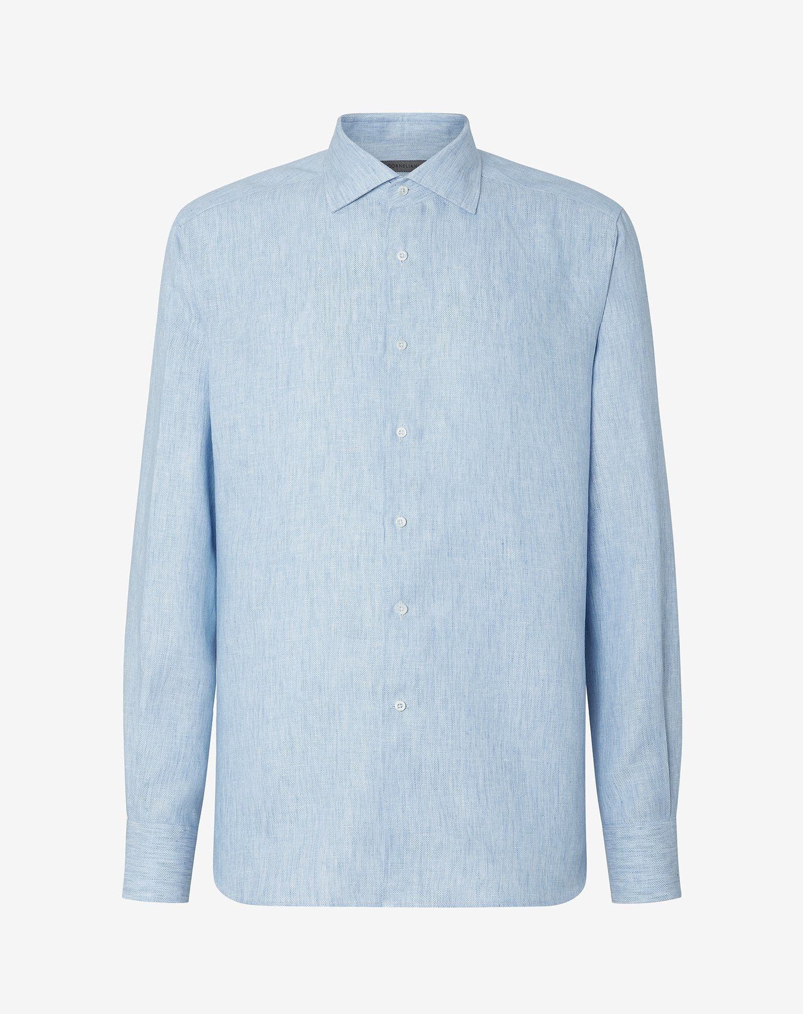 Shirt azzurra in puro lino