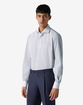 Shirt Bianca A Righe Azzurre In Cotone Antipiega