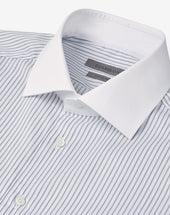 Shirt Bianca A Righe Azzurre In Cotone Antipiega