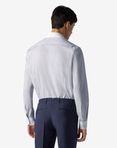 Shirt Bianca A Righe Azzurre In Cotone Antipiega
