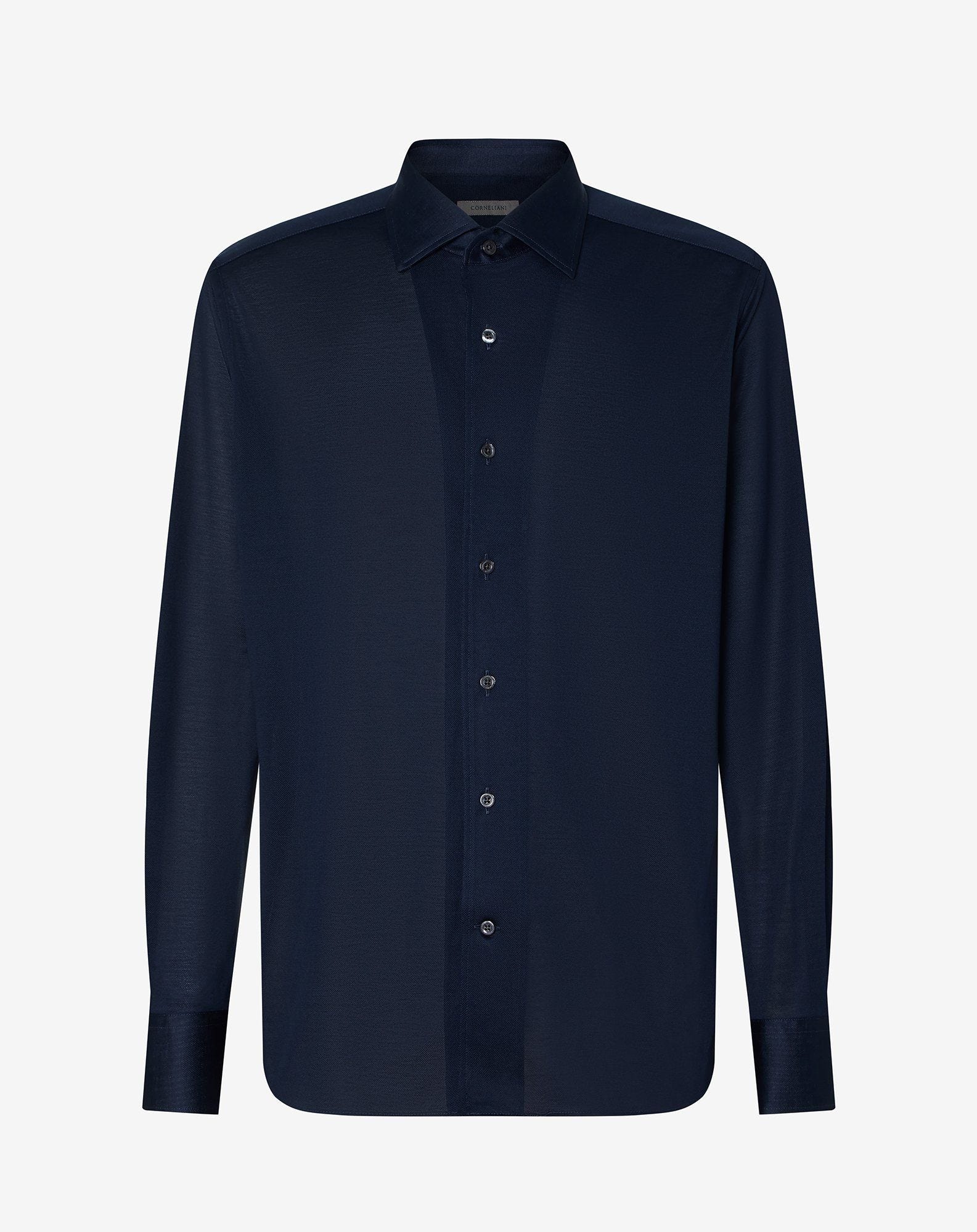 Shirt blu navy in cotone oxford jersey